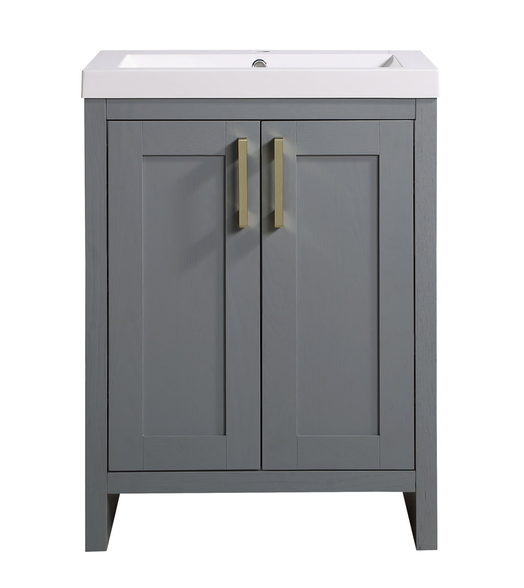 Better Homes & Gardens Farmhouse 24.5 Inch Grey Single Sink Bathroom Vanity with Top, Assembly Required