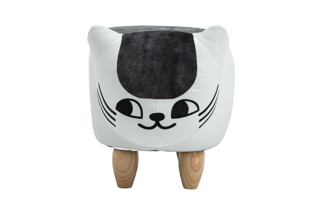 Cat Condo Black and White Pet House Polyester Upholstered Animal Storage Ottoman