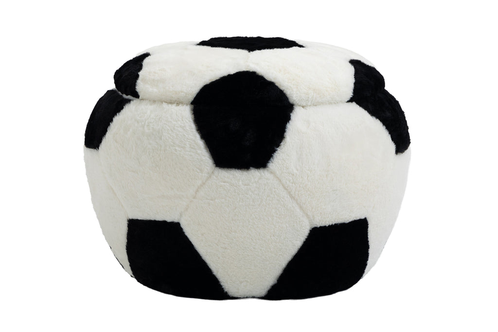 Black and White Soccer Storage Ottoman