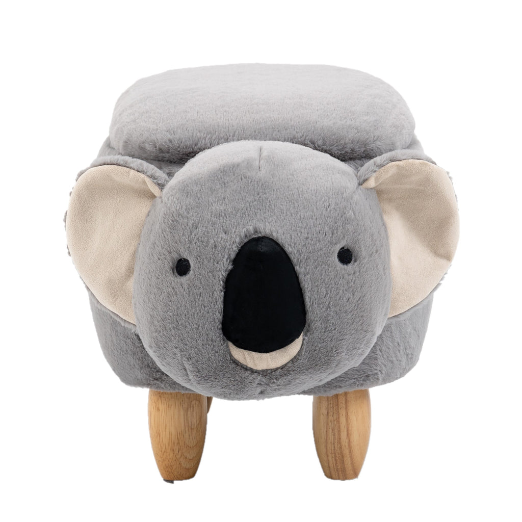 Grey Koala Animal Storage Ottoman with Wood Legs