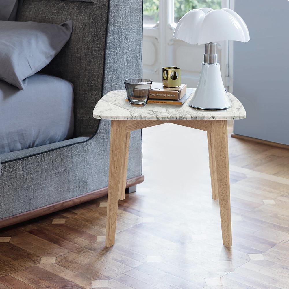 Cima 12" x 21" Rectangular Italian Marble Side Table with Legs