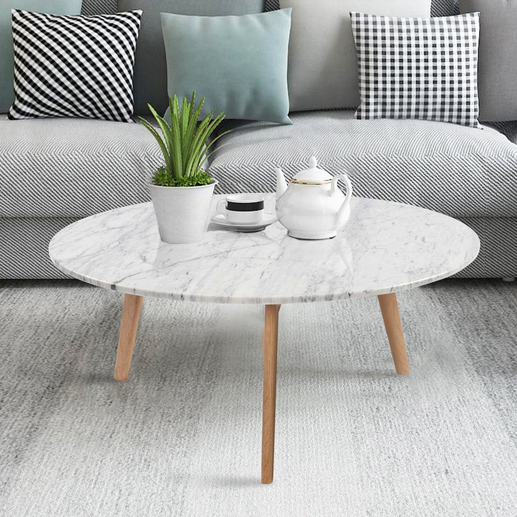 Stella 31" Round Italian Marble Coffee Table with Legs