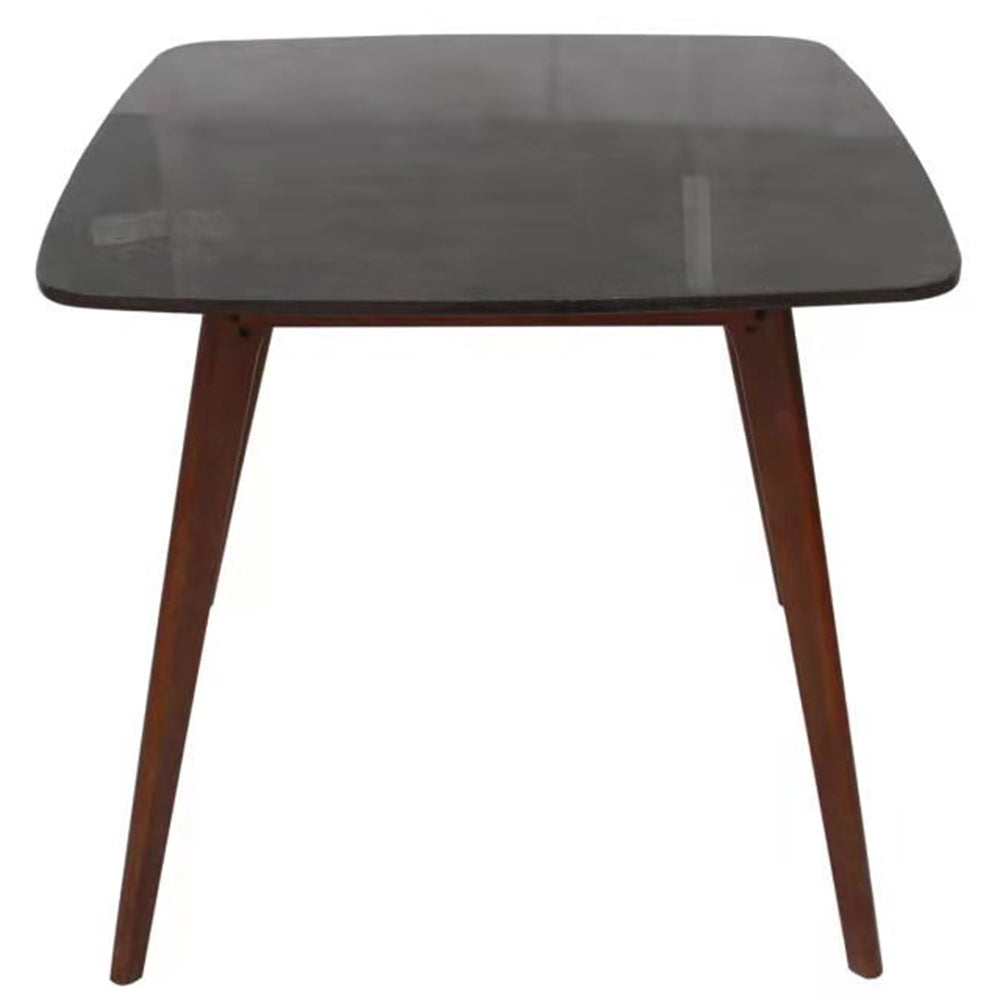 Senna 31" Square Italian Carrara Black Marble Dining Table with Walnut Legs