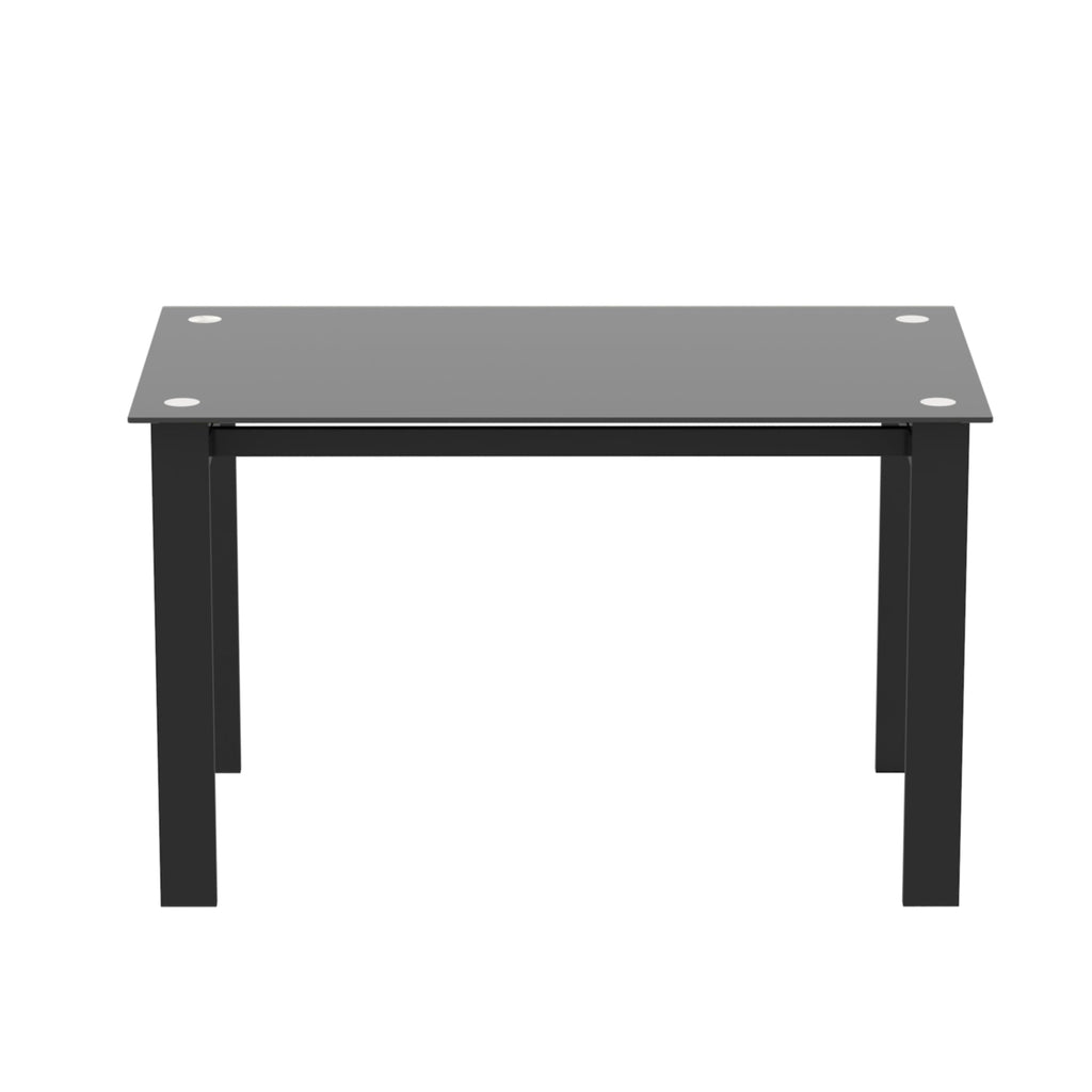 Tansole 47.3 in. Rectangle Black Glass Top With Metal Frame (Seat 4)