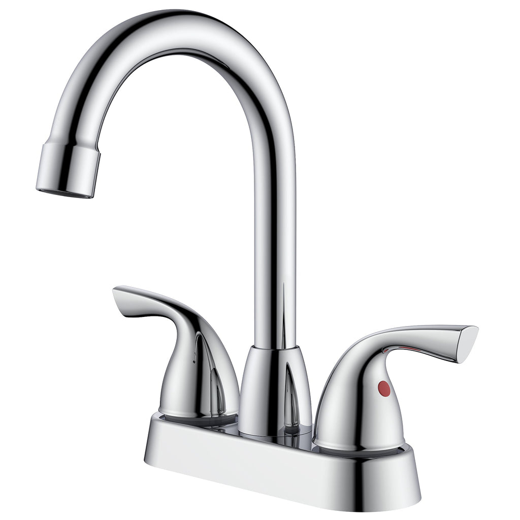 4 in. Double Handle Centerset Double Handle Bathroom Faucet with Drain Kit Included