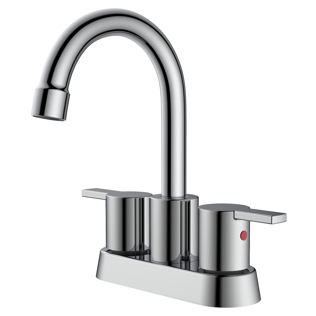 4 in. Double Handle Centerset Double Handle Bathroom Faucet with Drain Kit Included