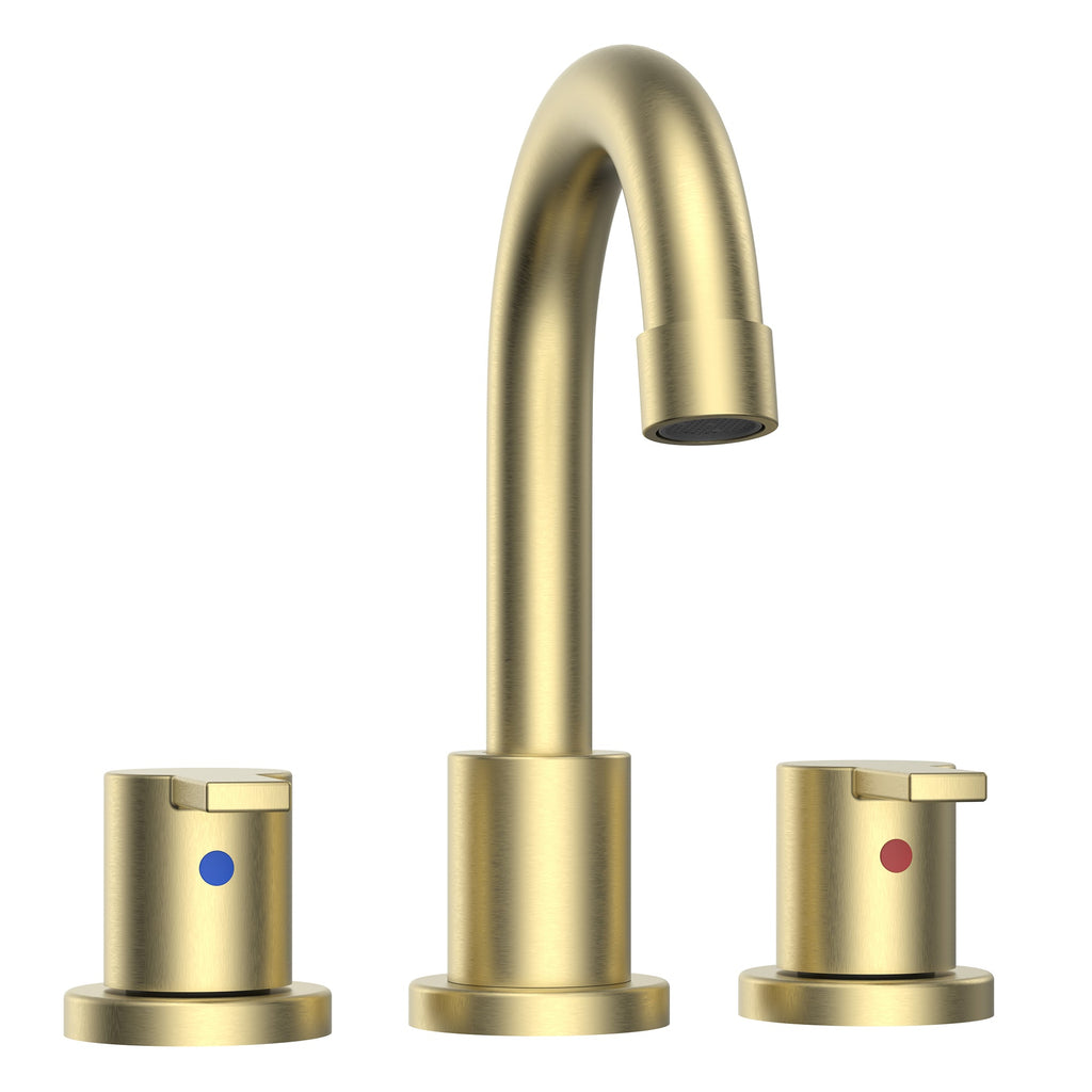 Widespread Bathroom Faucet with Drain Kit Included in Brushed Gold