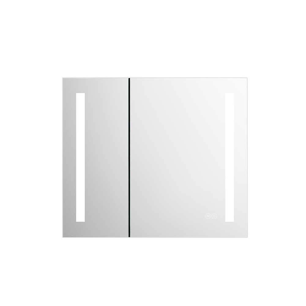 Erie Rectangular Silver Aluminum Recessed or Surface Mount LED Mirror Medicine Cabinet