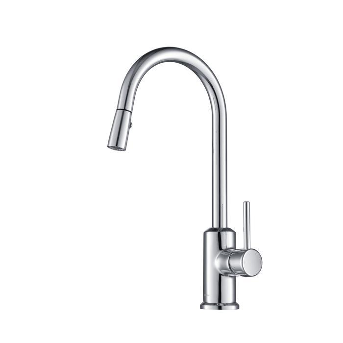 Brighton Kitchen Faucet w/ Spray Head Gooseneck Chrome Single Lever Mixer