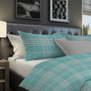 Banbury Plaid Turquoise Blue Reversible Duvet Cover Set with 1 Pillow Sham