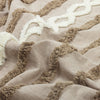 Polperro Beige Tufted Chenille Geometric Duvet Cover Set with Pillow Sham