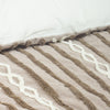 Polperro Beige Tufted Chenille Geometric Duvet Cover Set with Pillow Sham
