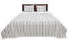 Ticking Stripe Ivory and Brown Cotton Quilt Set