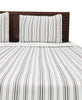 Ticking Stripe Ivory and Brown Cotton Quilt Set