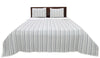 Ticking Stripe Ivory and Blue Cotton Quilt Set