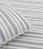 Ticking Stripe Ivory and Blue Cotton Quilt Set
