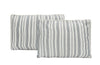 Ticking Stripe Ivory and Blue Cotton Quilt Set