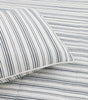 Ticking Stripe Ivory and Blue Cotton Quilt Set