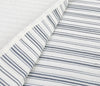 Ticking Stripe Ivory and Blue Cotton Quilt Set