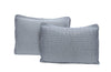 Herring Bone Ivory and Navy Cotton Quilt Set
