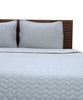 Herring Bone Ivory and Navy Cotton Quilt Set