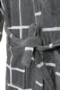 Grey and White Velour Fabric Bathrobe