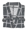 Grey and White Velour Fabric Bathrobe