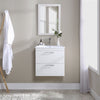 Stufurhome Harper Gloss White 24 inch Wall Mounted Single Sink Bathroom Vanity, No Mirror