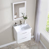 Stufurhome Harper Gloss White 24 inch Wall Mounted Single Sink Bathroom Vanity, No Mirror