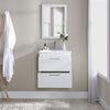 Stufurhome Harper Gloss White 24 inch Wall Mounted Single Sink Bathroom Vanity, No Mirror