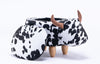 Black and White Velvet Cow Animal Storage Kids Ottoman