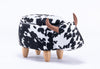 Black and White Velvet Cow Animal Storage Kids Ottoman