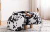 Black and White Velvet Cow Animal Storage Kids Ottoman