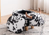 Black and White Velvet Cow Animal Storage Kids Ottoman