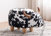 Black and White Velvet Cow Animal Storage Kids Ottoman