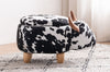 Black and White Velvet Cow Animal Storage Kids Ottoman