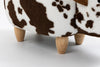 Brown and White Cow Animal Storage Ottoman