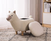 Tan Fabric Llama Animal Storage Kids Ottoman