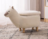 Tan Fabric Llama Animal Storage Kids Ottoman