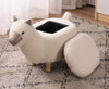 Tan Fabric Llama Animal Storage Kids Ottoman