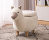 Tan Fabric Llama Animal Storage Kids Ottoman