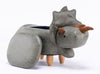 Triceratops Dinosaur Gray Faux Leather Animal Storage Kids Ottoman
