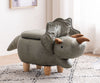 Triceratops Dinosaur Gray Faux Leather Animal Storage Kids Ottoman