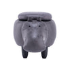 Gray Hippo Animal Storage Ottoman