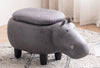 Gray Hippo Animal Storage Ottoman