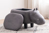 Gray Hippo Animal Storage Ottoman