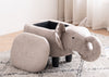 Gray Faux Leather Elephant Shaped Animal Storage Kids Ottoman
