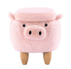 Pink Pig Fabric Polyester Upholstered Animal Storage Ottoman