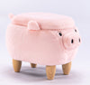 Pink Pig Fabric Polyester Upholstered Animal Storage Ottoman