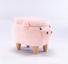 Pink Pig Fabric Polyester Upholstered Animal Storage Ottoman